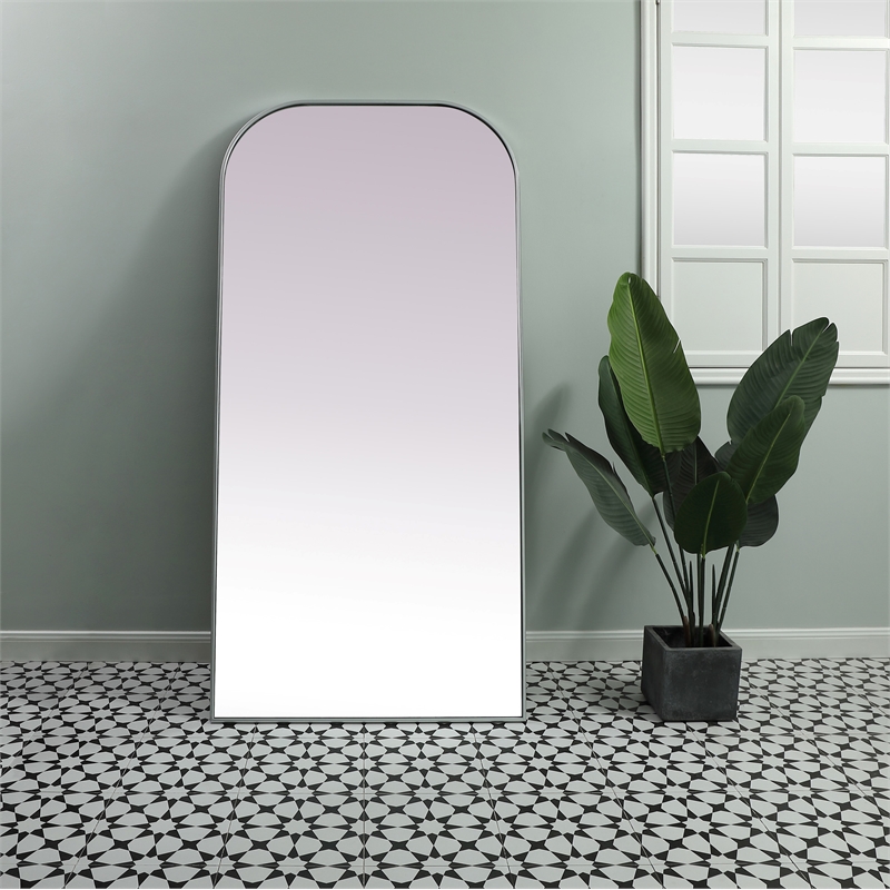 Elegant Decor Blaire Arch Modern Wood/Metal Full Length Mirror in Silver