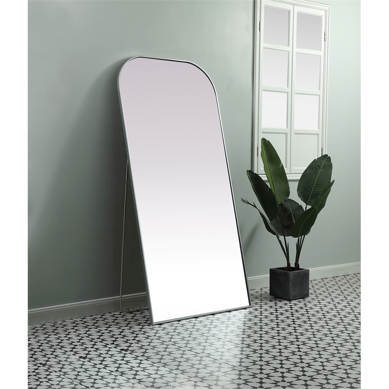 Elegant Decor Blaire Arch Modern Wood/Metal Full Length Mirror in Silver