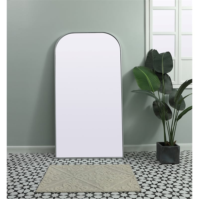 Elegant Decor Blaire Arch Modern MDF Wood/Iron Full Length Mirror in Silver