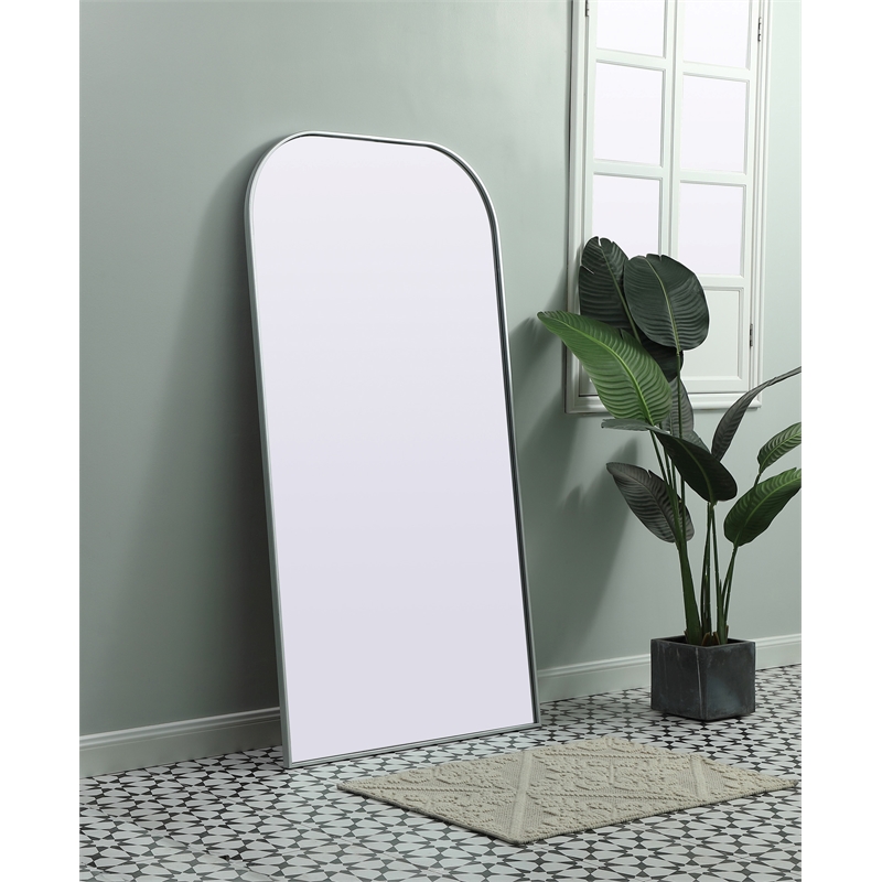 Elegant Decor Blaire Arch Modern MDF Wood/Iron Full Length Mirror in Silver