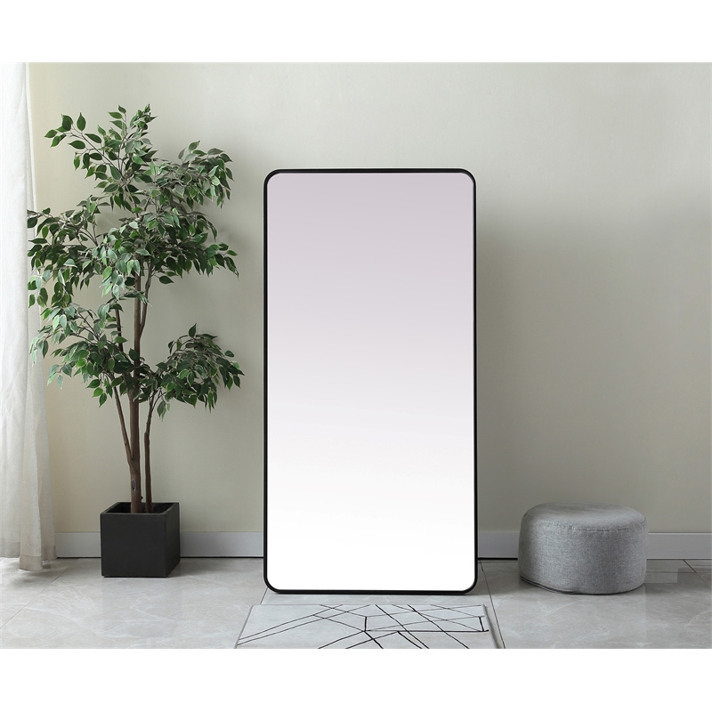 Elegant Decor Evermore Rectangle Wood/Iron Full Length Mirror in Black