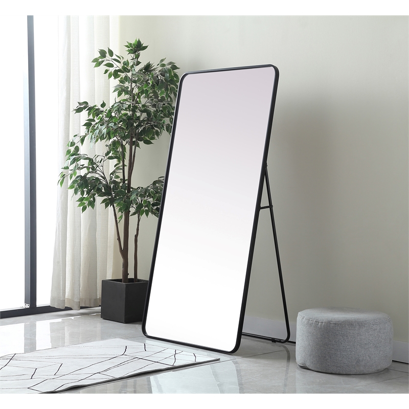 Elegant Decor Evermore Rectangle Wood/Iron Full Length Mirror in Black