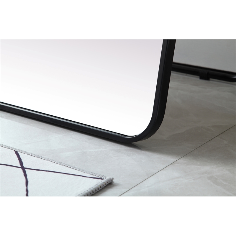 Elegant Decor Evermore Rectangle Wood/Iron Full Length Mirror in Black