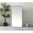 Elegant Decor Evermore Rectangle Wood/Iron Full Length Mirror in Brass