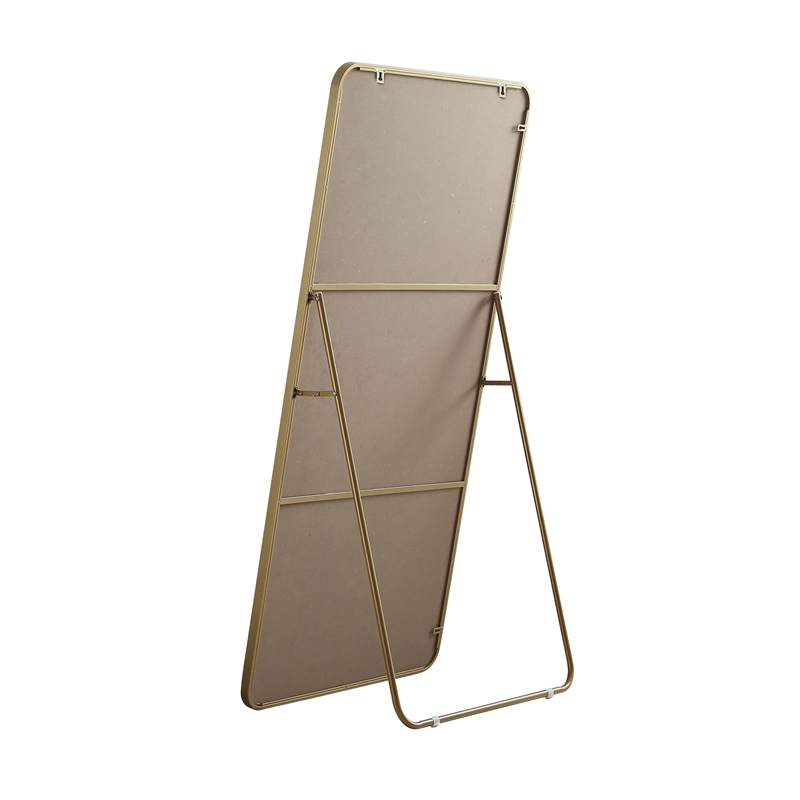 Elegant Decor Evermore Rectangle Wood/Iron Full Length Mirror in Brass