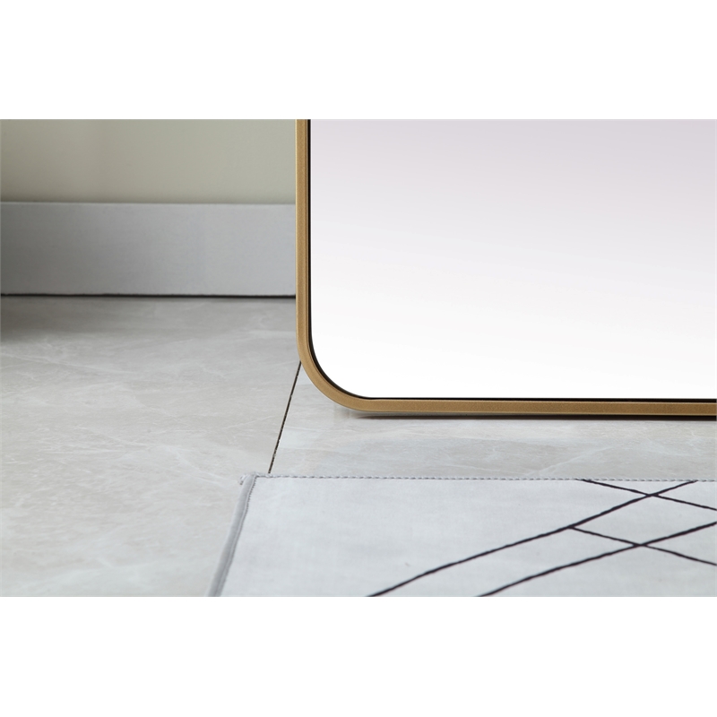 Elegant Decor Evermore Rectangle Wood/Iron Full Length Mirror in Brass