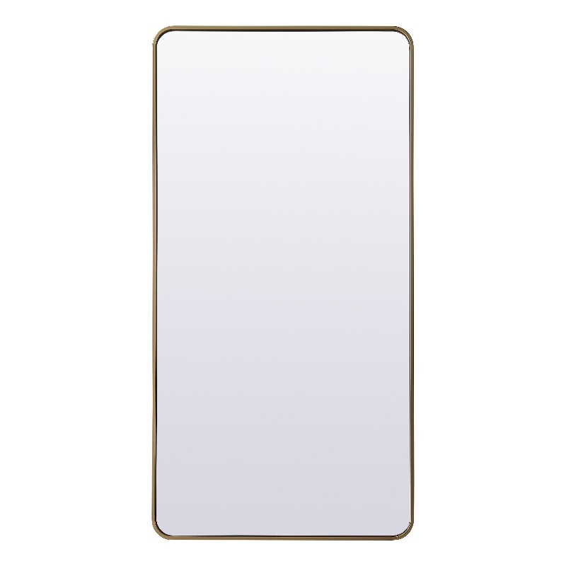 Elegant Decor Evermore Rectangle Wood/Iron Full Length Mirror in Brass