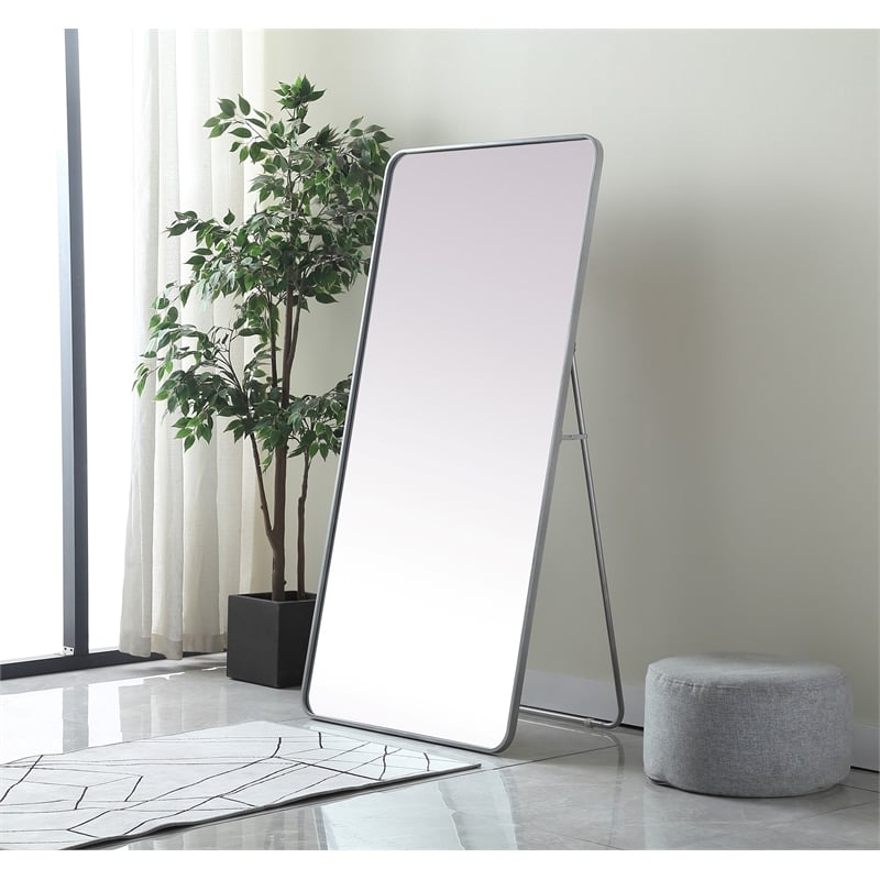 Elegant Decor Evermore Rectangle Wood/Iron Full Length Mirror in Silver