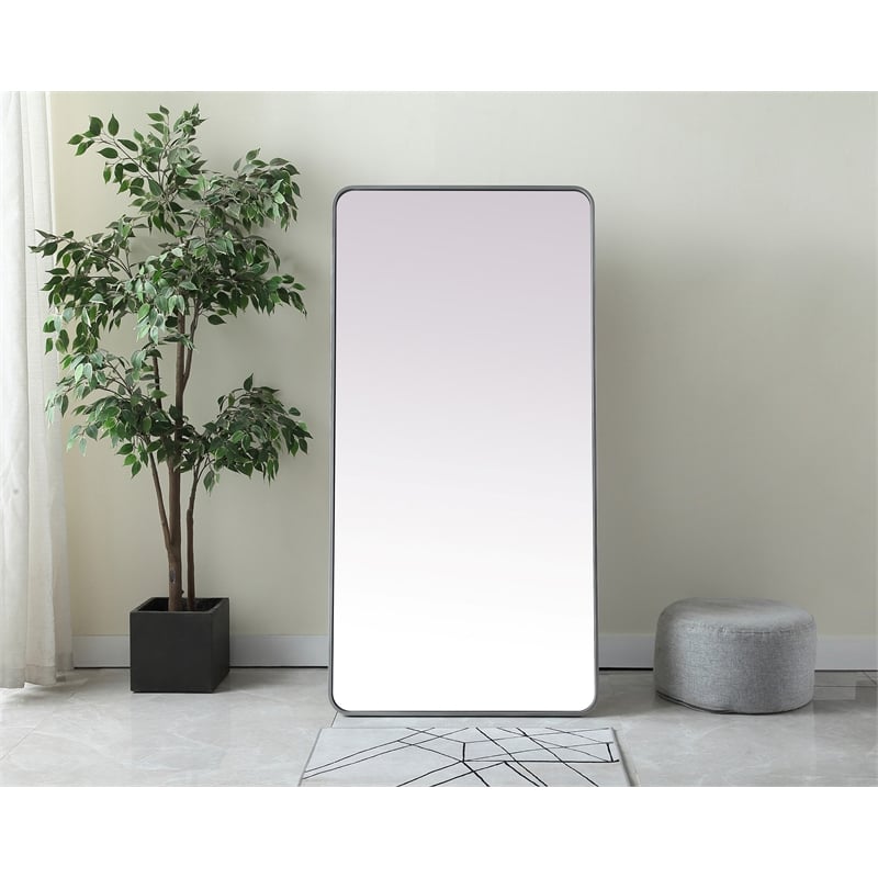 Elegant Decor Evermore Rectangle Wood/Iron Full Length Mirror in Silver