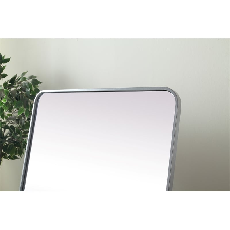 Elegant Decor Evermore Rectangle Wood/Iron Full Length Mirror in Silver