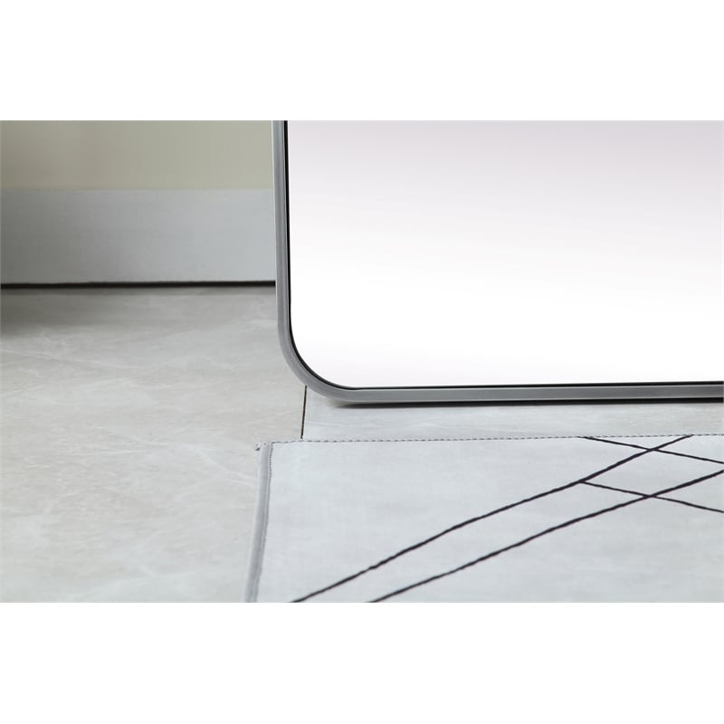 Elegant Decor Evermore Rectangle Wood/Iron Full Length Mirror in Silver