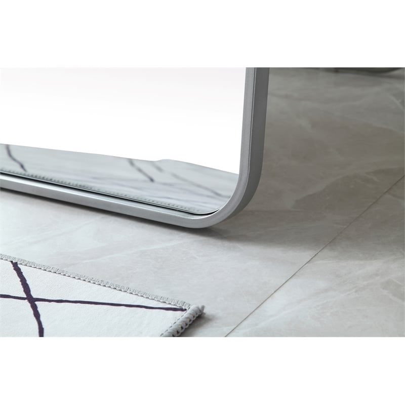 Elegant Decor Evermore Rectangle Wood/Iron Full Length Mirror in Silver