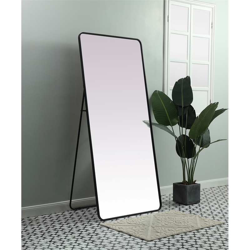 Elegant Decor Evermore Rectangle Modern MDF Wood/Iron Mirror in Black
