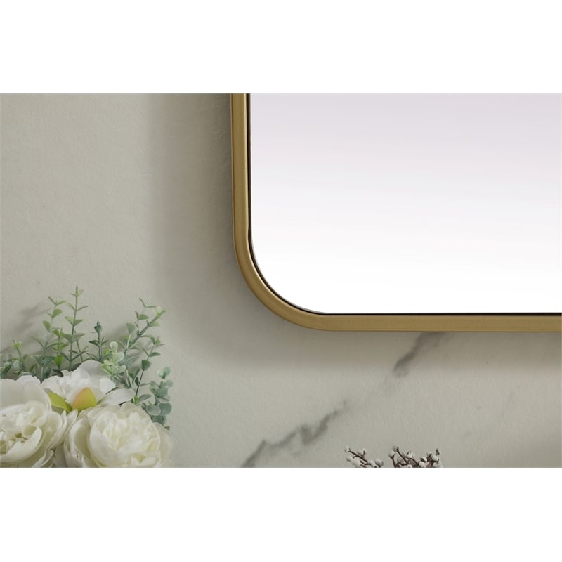 Elegant Decor Evermore Rectangle Modern MDF Wood/Iron Mirror in Brass