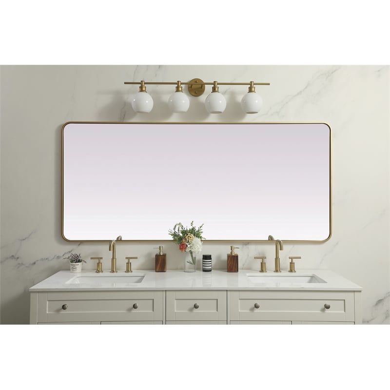 Elegant Decor Evermore Rectangle Modern MDF Wood/Iron Mirror in Brass