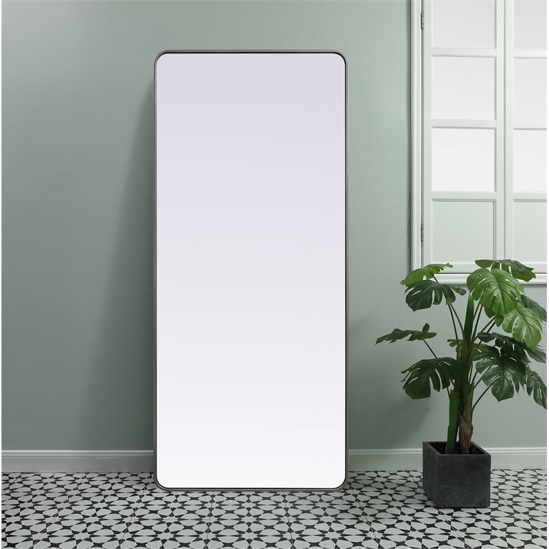 Elegant Decor Evermore Rectangle Modern MDF Wood/Iron Mirror in Silver