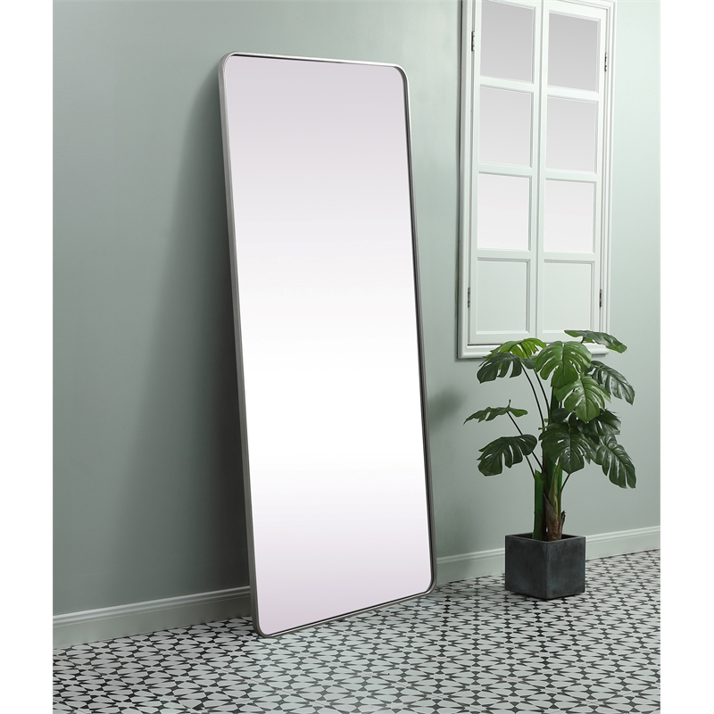 Elegant Decor Evermore Rectangle Modern MDF Wood/Iron Mirror in Silver