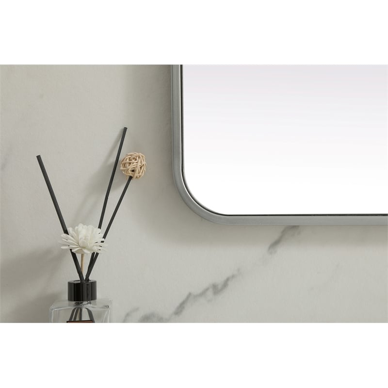 Elegant Decor Evermore Rectangle Modern MDF Wood/Iron Mirror in Silver