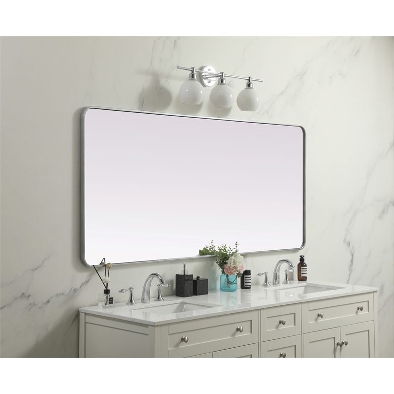 Elegant Decor Evermore Rectangle Modern MDF Wood/Iron Mirror in Silver