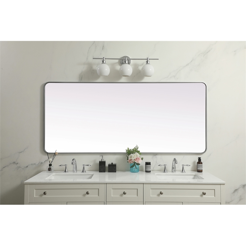 Elegant Decor Evermore Rectangle Modern MDF Wood/Iron Mirror in Silver