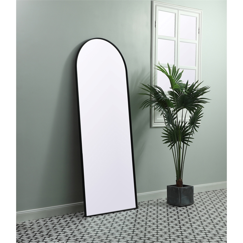 Elegant Decor Ayra Arch Modern Wood/Iron Full Length Mirror in Black