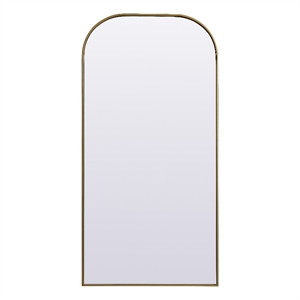Elegant Decor Blaire 32x66&quot Arch Modern Wood/Iron Full Length Mirror in Brass