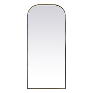 Elegant Decor Blaire 32x76&quot Arch Modern Iron/Wood Full Length Mirror in Brass