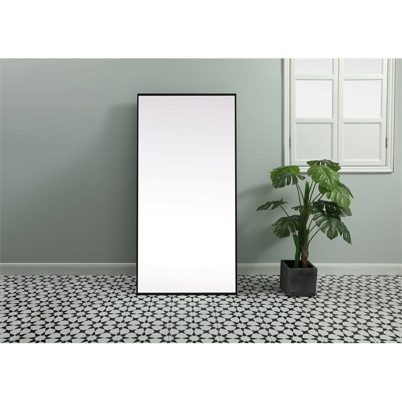 Elegant Decor Eternity Rectangle Wood/Iron Full Length Mirror in Black