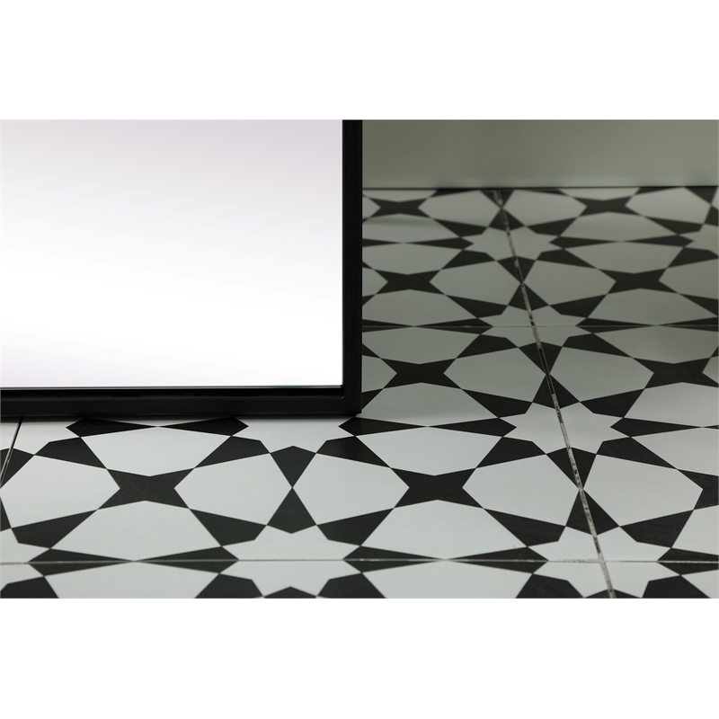 Elegant Decor Eternity Rectangle Wood/Iron Full Length Mirror in Black