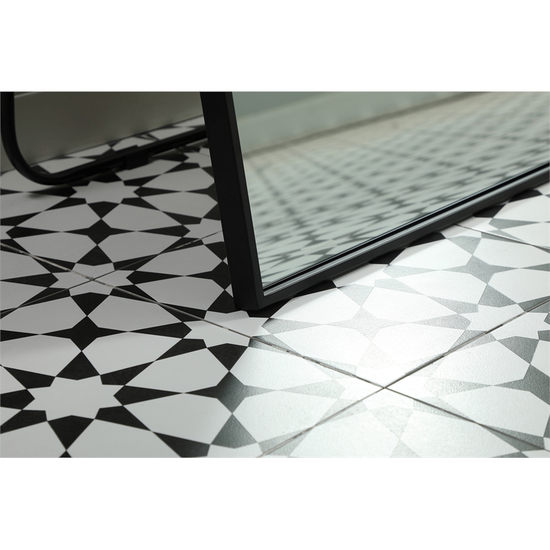 Elegant Decor Eternity Rectangle Wood/Iron Full Length Mirror in Black