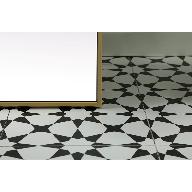 Elegant Decor Eternity Rectangle Wood/Iron Full Length Mirror in Brass