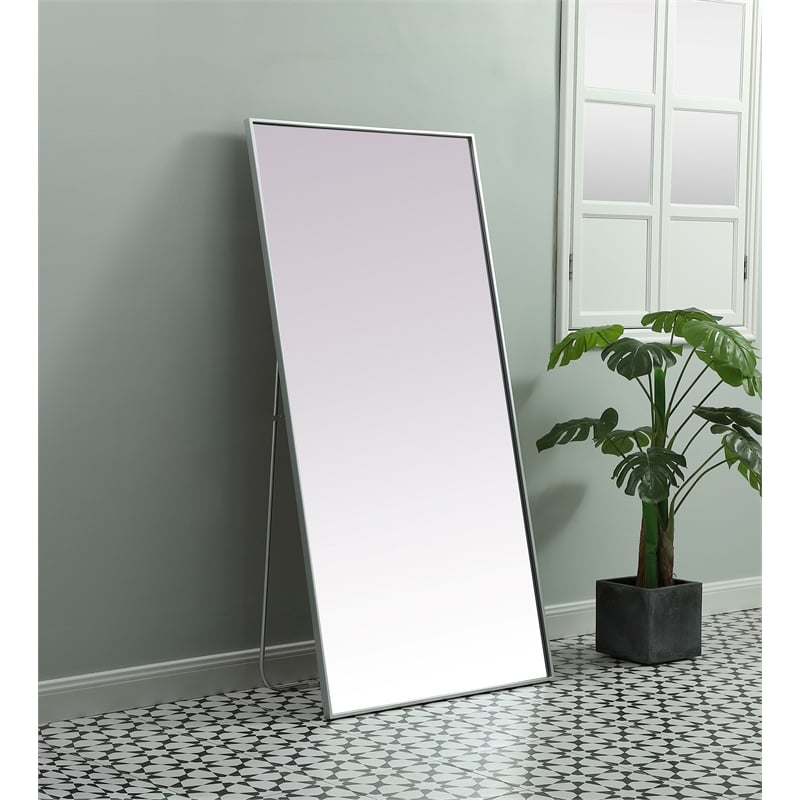 Elegant Decor Eternity Rectangle Wood/Iron Full Length Mirror in Silver