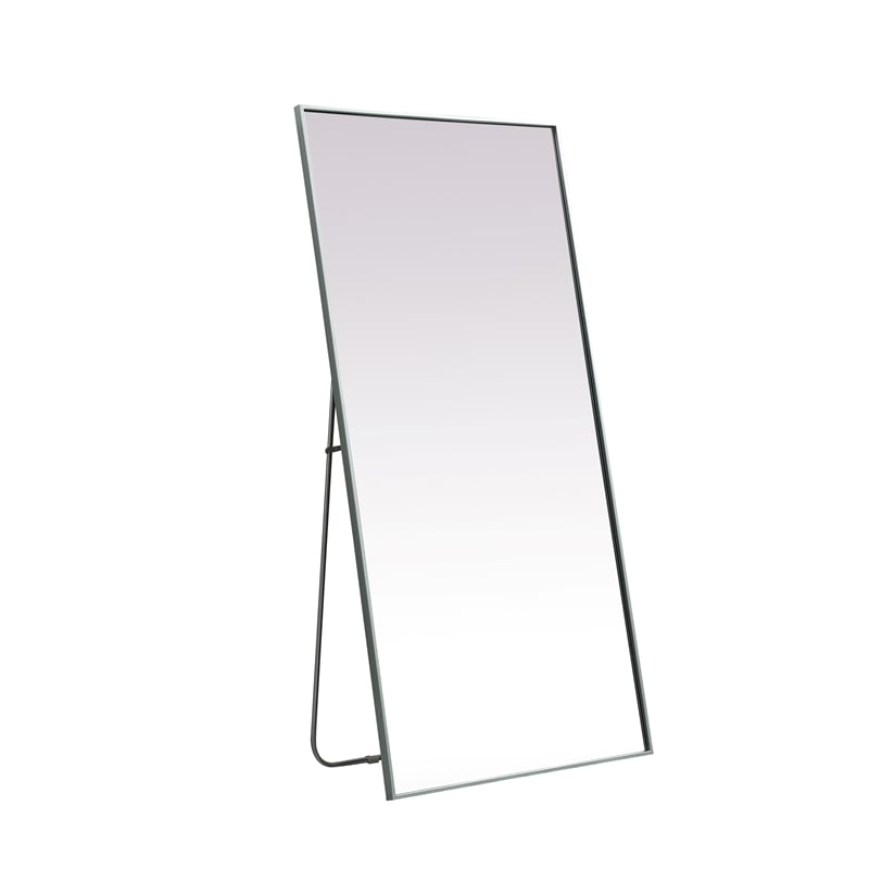 Elegant Decor Eternity Rectangle Wood/Iron Full Length Mirror in Silver