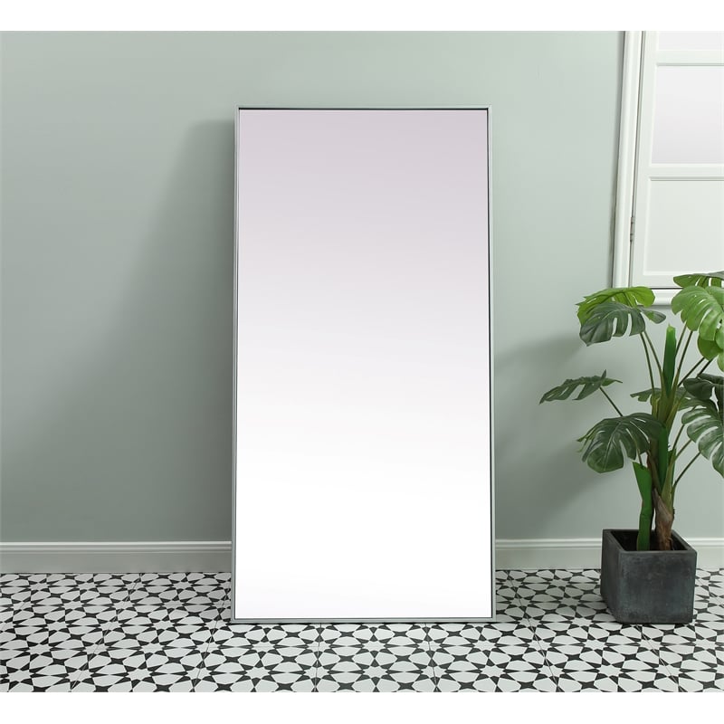 Elegant Decor Eternity Rectangle Wood/Iron Full Length Mirror in Silver