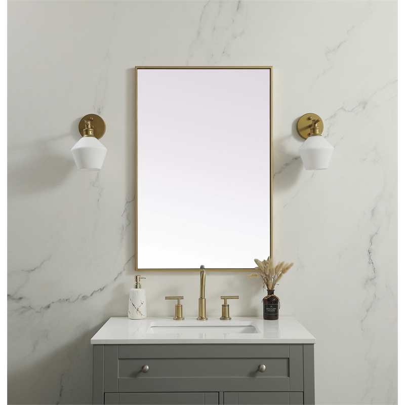 Elegant Decor Eternity Rectangle Modern MDF Wood/Iron Mirror in Brass