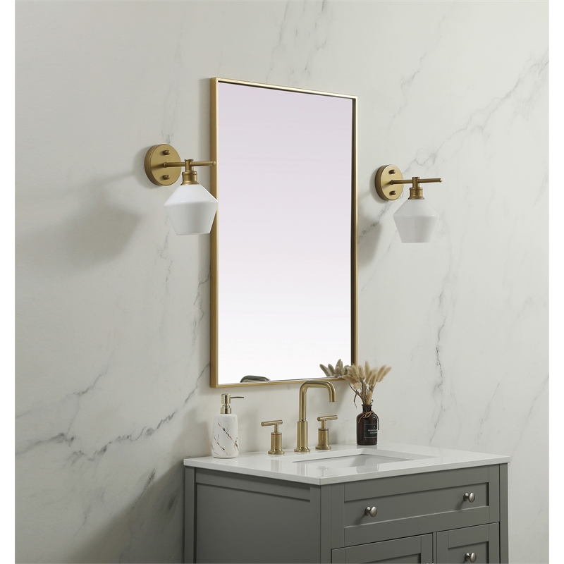 Elegant Decor Eternity Rectangle Modern MDF Wood/Iron Mirror in Brass
