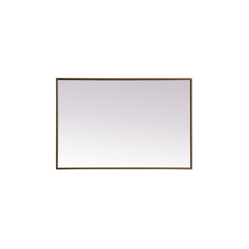 Elegant Decor Eternity Rectangle Modern MDF Wood/Iron Mirror in Brass