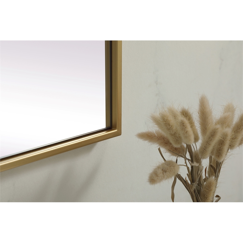 Elegant Decor Eternity Rectangle Modern MDF Wood/Iron Mirror in Brass