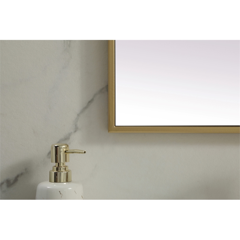 Elegant Decor Eternity Rectangle Modern MDF Wood/Iron Mirror in Brass