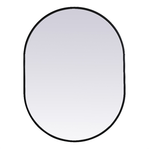Elegant Decor Asha 27x36&quot Oval Modern MDF Wood/Iron Mirror in Black