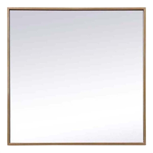 Elegant Decor Eternity 24&quot Square Modern Metal/MDF Wood Vanity Mirror in Brass