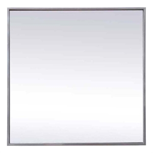 Elegant Decor Eternity 24&quot Square Modern Metal/MDF Wood Vanity Mirror in Silver