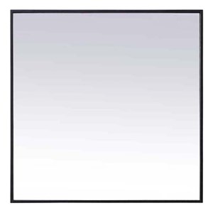 Elegant Decor Eternity 30&quot Square Modern Metal/MDF Wood Vanity Mirror in Black