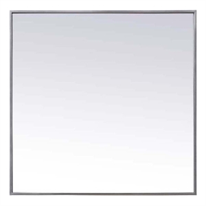 Elegant Decor Eternity 30&quot Square Modern Metal/MDF Wood Vanity Mirror in Silver