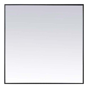 Elegant Decor Eternity 42&quot Square Modern Metal/MDF Wood Vanity Mirror in Black