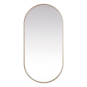 Elegant Decor Asha 36x72&quot Oval Modern Metal Wall-Mounted Mirror in Brass