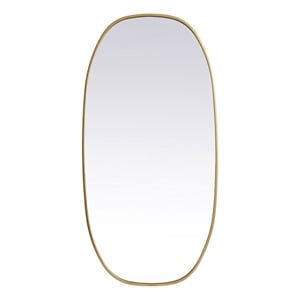 Elegant Decor Brynn 24x48&quot Oval Modern Metal Wall-Mounted Mirror in Brass
