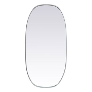 Elegant Decor Brynn 24x48&quot Oval Modern Metal Wall-Mounted Mirror in Silver