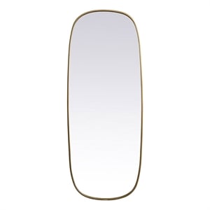 Elegant Decor Brynn 24x60&quot Oval Modern Metal Wall-Mounted Mirror in Brass