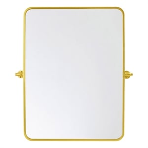 Elegant Decor Everly 32x24&quot Soft Corner Rectangle Aluminum Mirror in Gold